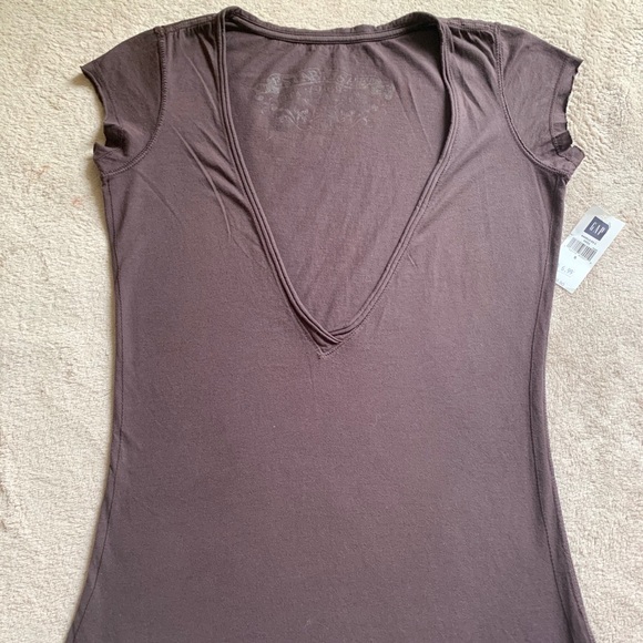 GAP low V-neck small casual brown shirt - Picture 2 of 7